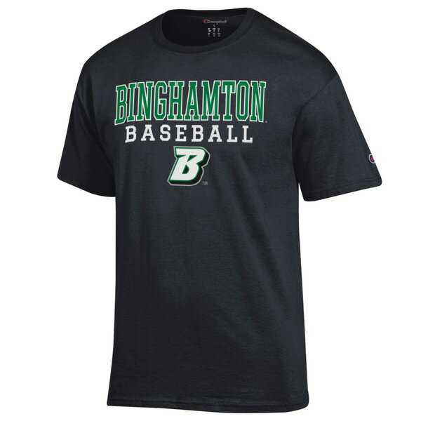 チャンピオン メンズ Tシャツ トップス Binghamton Bearcats Champion Stack Baseball TShirt Black