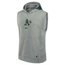 ナイキ メンズ パーカー スウェットシャツ アウター Oakland Athletics Nike Authentic Collection Early Work Performance Sleeveless Pullover Hoodie Heather Gray