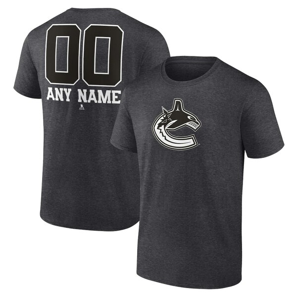 ファナティクス メンズ Tシャツ トップス Vancouver Canucks Fanatics Branded Monochrome Personalized Name Number TShirt Charcoal