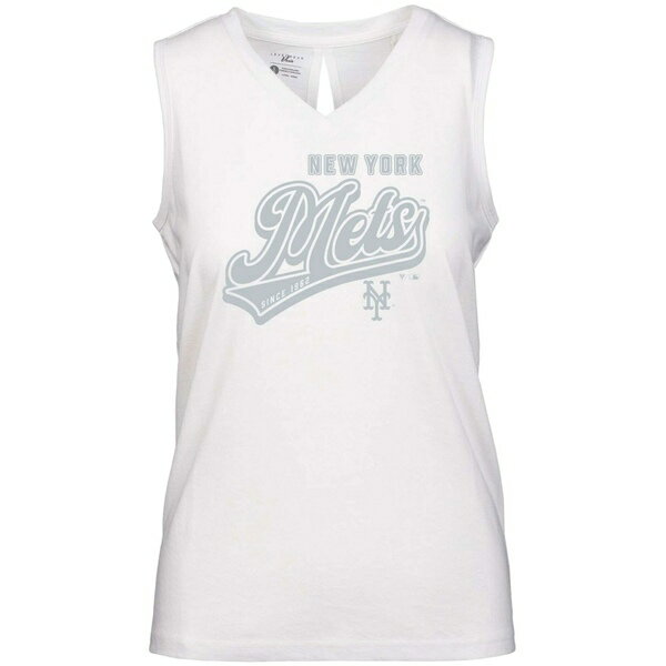 ٥륦 ǥ T ȥåץ New York Mets Levelwear Women's Paisley Sweep VNeck Tank Top White