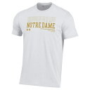 アンダーアーマー メンズ Tシャツ トップス Notre Dame Fighting Irish Under Armour 2024 Sideline Wordmark Performance TShirt White