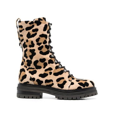 セルジオロッシ レディース ブーツ＆レインブーツ シューズ Joan leopard-print combat boots beige/brown/black