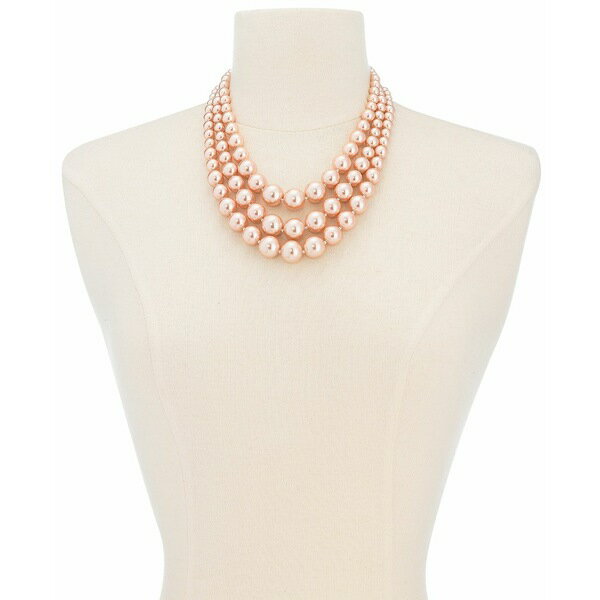 `[^[Nu fB[X lbNXE`[J[Ey_ggbv ANZT[ Imitation Pearl Three-Row Collar Necklace, Created for Macy's Pink