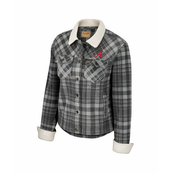 楽天astyコロシアム レディース ジャケット＆ブルゾン アウター Women's x Wrangler Charcoal Alabama Crimson Tide Plaid Polar Fleece Button-Up Jacket Charcoal