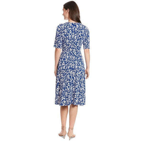 ロンドンタイムス レディース ワンピース トップス Women's Printed Elbow-Sleeve Midi Dress Surf The Web