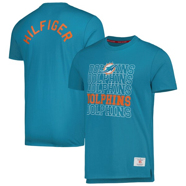 トミー ヒルフィガー メンズ Tシャツ トップス Miami Dolphins Tommy Hilfiger Liam TShirt Aqua