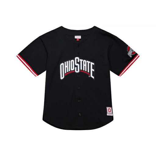 ミッチェル&ネス メンズ パーカー・スウェットシャツ アウター Mitchell & Ness Adult Ohio State Buckeyes Mesh Button Up Black Jersey - ミッチェル&ネス メンズ パーカー・スウェットシャツ アウター Mitchell & Ness Adult Ohio State Buckeyes Mesh Button Up Black Jersey -