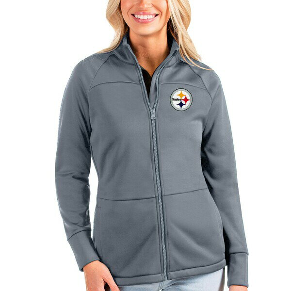 アンティグア レディース ジャケット＆ブルゾン アウター Pittsburgh Steelers Antigua Women's Links FullZip Golf Jacket Gray