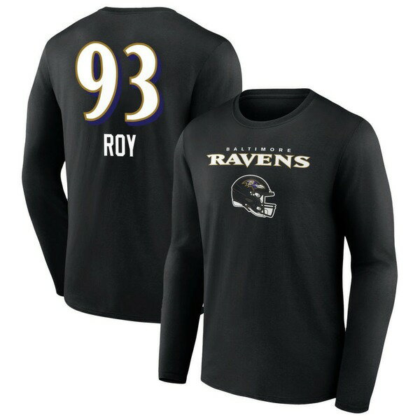 ファナティクス メンズ Tシャツ トップス Baltimore Ravens Fanatics Branded Personalized Name & Number Team Wordmark Long Sleeve TShirt Black