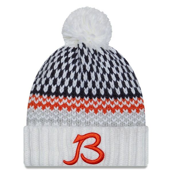 j[G fB[X Xq ANZT[ Chicago Bears New Era Women's 2023 Sideline Cuffed Knit Hat with Pom White