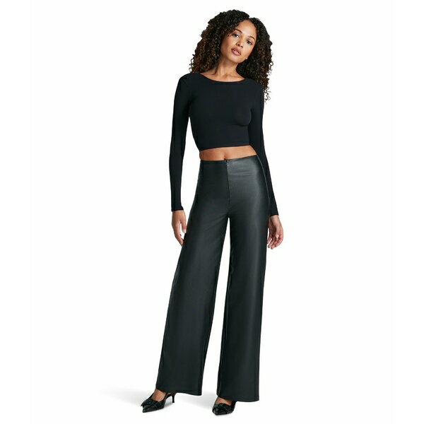 コマンドー レディース カジュアルパンツ ボトムス Faux Leather Wide Leg Pants Black