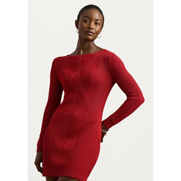 ラルフローレン レディース ワンピース トップス Pointelle Cotton Blend Sweater Dress - Jumper dress - madison red