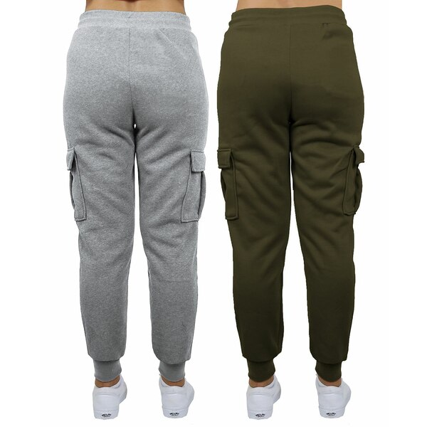 ギャラクシーバイハルビック レディース カジュアルパンツ ボトムス Women 039 s Heavyweight Loose Fit Fleece Lined Cargo Jogger Pants Set, 2 Pack Heather Gray, Olive