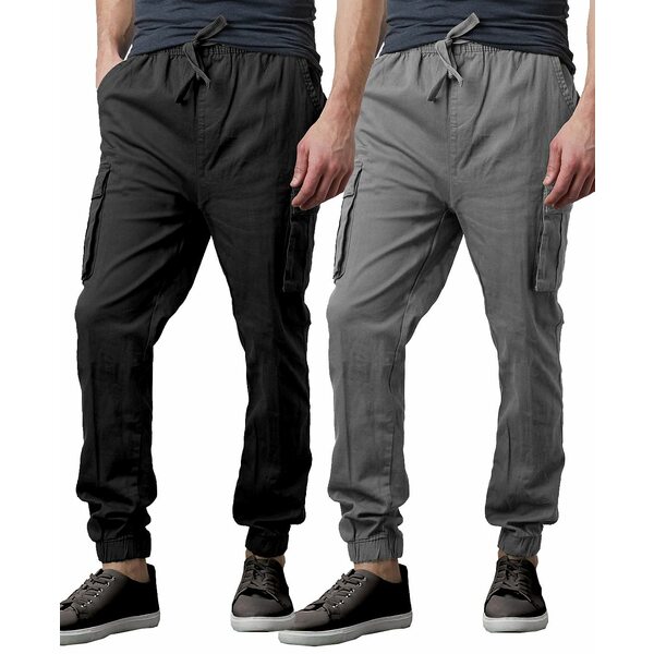 ギャラクシーバイハルビック メンズ カジュアルパンツ ボトムス Men 039 s Slim Fit Stretch Cargo Jogger Pants, Pack of 2 Black, Gray