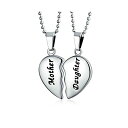 uO fB[X lbNXE`[J[Ey_ggbv ANZT[ Personalized BFF Mother Daughter Breakable Split 2 pcs Set Broken Heart Break Apart Puzzle Pendant Necklace Women For Mom Silver Tone Stainless Steel Silver tone