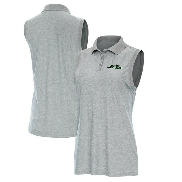 アンティグア レディース ポロシャツ トップス New York Jets Antigua Women's Recap Sleeveless Polo Heather Gray