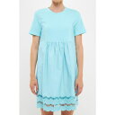 CObVt@Ng[ fB[X s[X gbvX Women's Mix Media Scallop Lace Mini Dress Aqua