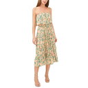 XeCg fB[X s[X gbvX Women's Floral-Print Strapless Ruffle-Tiered Midi Dress Green Milieu