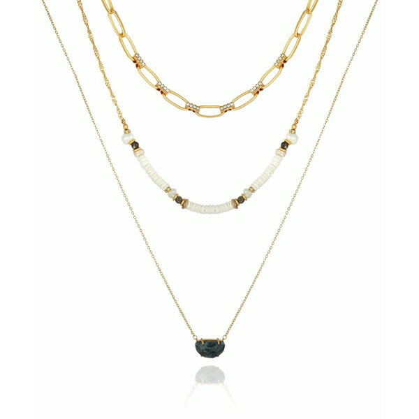 eB[E^n fB[X lbNXE`[J[Ey_ggbv ANZT[ Women's White Shell and Link Layered Necklace Gold-tone