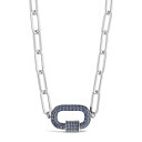 X^[OtH[Go[ fB[X lbNXE`[J[Ey_ggbv ANZT[ Pave Cubic Zirconia Carabiner Linked Lock Necklace Silver, Blue