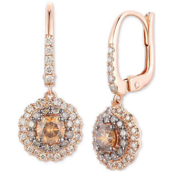  ǥ ԥ ꡼ Chocolate Diamond & Nude Diamond Flower Drop Earrings (1-1/4 ct. t.w.) in 14k Rose Gold 14K Strawberry Gold Earrings