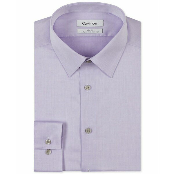 カルバン・クライン カルバンクライン メンズ シャツ トップス Men's Slim-Fit Non-Iron Herringbone Dress Shirt Lilac