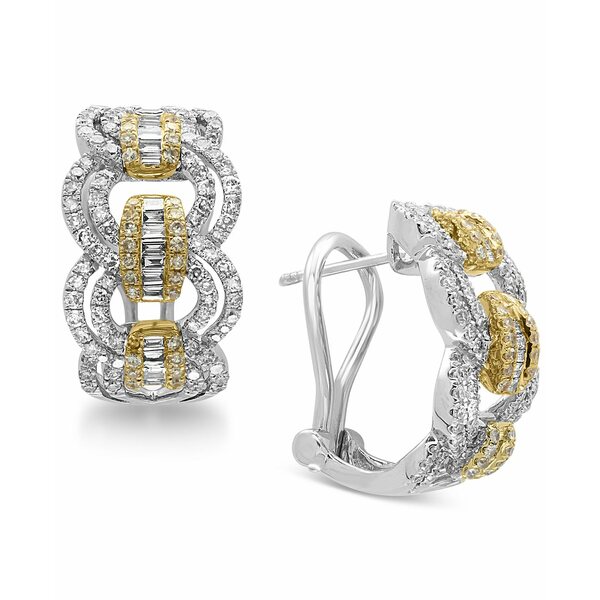 ե 쥯 ǥ ԥ ꡼ Duo by EFFY® Diamond Hoop Earrings (1-1/5 ct. t.w.) in 14k Gold and White Gold Two-Tone