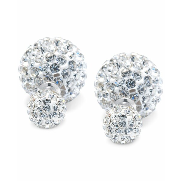  ٥ˡ ǥ ԥ ꡼ Crystal Ball Front &Back Earrings in Sterling Silver, Created for Macy's Sterling Silver