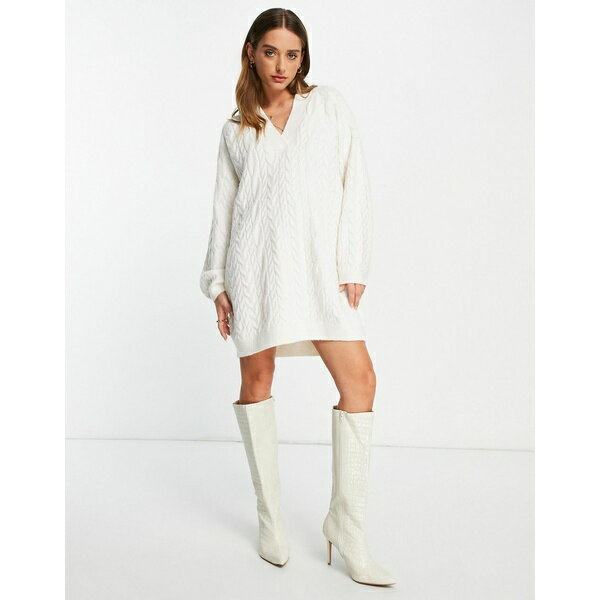 アンドアザーストーリーズ レディース ワンピース トップス & Other Stories recycled polyamide cable knit mini sweater dress in off-white Off white