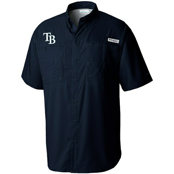 コロンビア メンズ シャツ トップス Tampa Bay Rays Columbia Tamiami OmniShade ButtonDown Shirt Navy