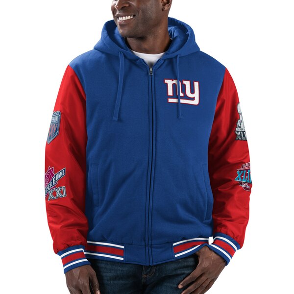 カールバンクス メンズ ジャケット＆ブルゾン アウター New York Giants GIII Sports by Carl Banks Player Option FullZip Hoodie Royal/Red