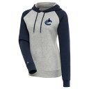 yz AeBOA fB[X p[J[EXEFbgVc AE^[ Vancouver Canucks Antigua Women's Victory Raglan Pullover Hoodie Heather Gray/Navy