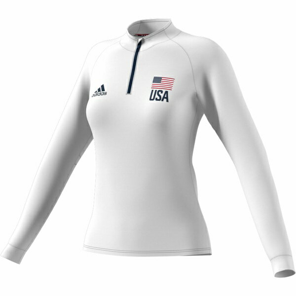 アディダス レディース シャツ トップス adidas Women's USA Volleyball Aeroready 1/4 Zip Jersey White