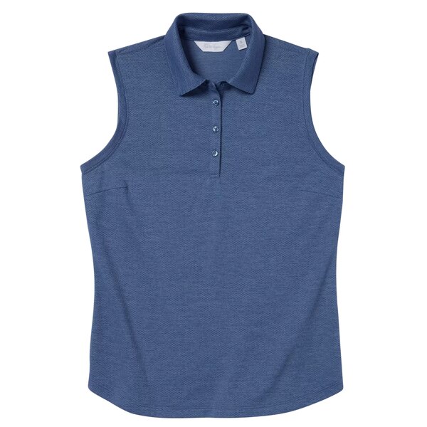 ウォルター・ヘーゲン レディース シャツ トップス Walter Hagen Women's Clubhouse Jacquard Sleeveless UV Golf Polo Mid Blue