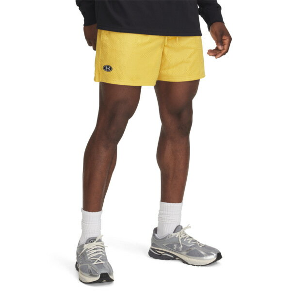 アンダーアーマー メンズ カジュアルパンツ ボトムス Under Armour Essential Mesh Shorts Noble Gold/White