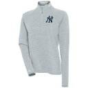 アンティグア レディース パーカー・スウェットシャツ アウター New York Yankees Antigua Women's Milo Raglan QuarterZip Pullover Top Heather Gray