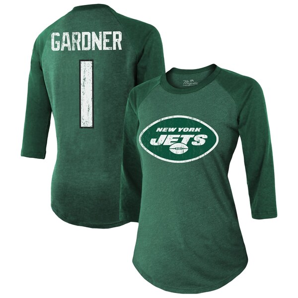 }WFXeBbNXbY fB[X TVc gbvX Ahmad Sauce Gardner New York Jets Majestic Threads Women's Player Name & Number TriBlend 3/4Sleeve Fitted TShirt Green