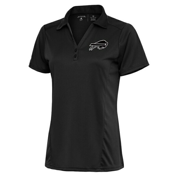 AeBOA fB[X |Vc gbvX Buffalo Bills Antigua Women's Metallic Logo Tribute Polo Charcoal