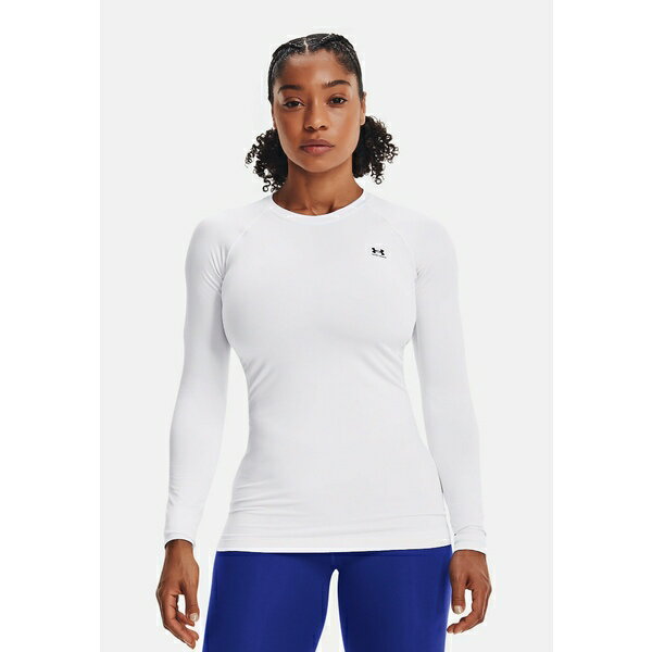 アンダーアーマー レディース フィットネス スポーツ AUTHENTICS CREW - Long sleeved top - white black