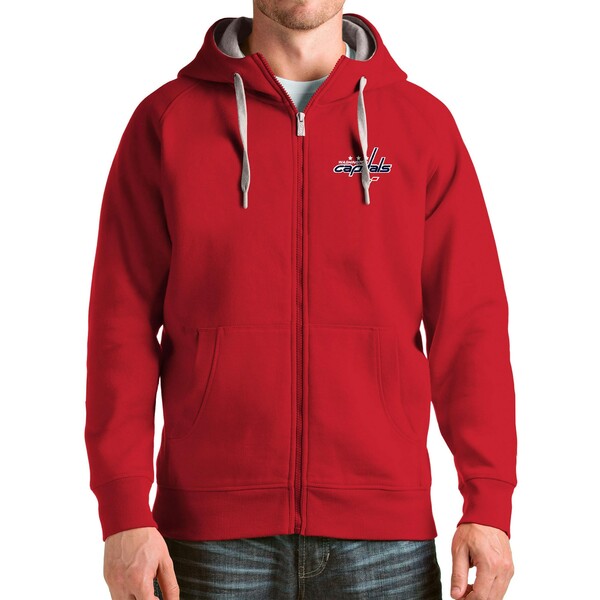 アンティグア メンズ パーカー・スウェットシャツ アウター Washington Capitals Antigua Logo Victory FullZip Hoodie Red