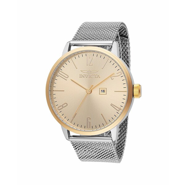 インビクタ メンズ 腕時計 アクセサリー Men's 48937 Specialty Quartz 3 Hand Gold Dial Watch Silver