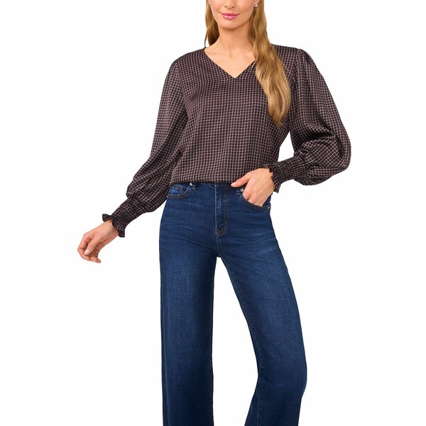 セセ レディース カットソー トップス Women's Long Sleeve V-Neck Top Rich Black