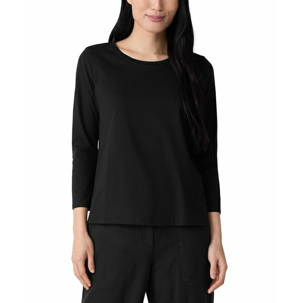 エイリーンフィッシャー レディース カットソー トップス Women's Round Neck T-shirt Black