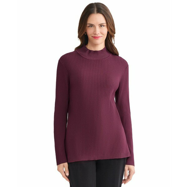 ジョーンズニューヨーク レディース ニット&セーター アウター Petite Sutton Mock Neck Sweater Wine ..