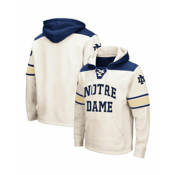 コロシアム メンズ パーカー・スウェットシャツ アウター Men's Notre Dame Fighting Irish 2.0 Lace-Up Pullover Hoodie Cream