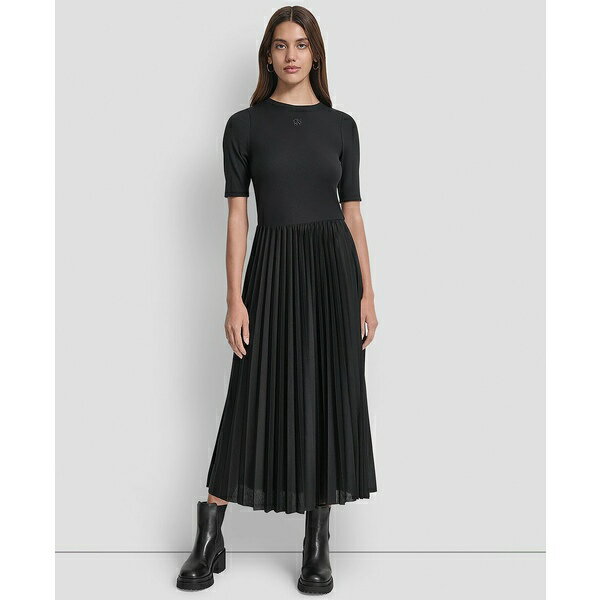 ʥ˥塼衼 ǥ ԡ ȥåץ Women's Ballet Sleeve Pleated Midi Dress Black