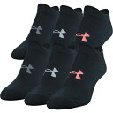 A_[A[}[ fB[X C A_[EFA Under Armour Women's Essential 2.0 No Show Socks - 6 Pack Black/Asst