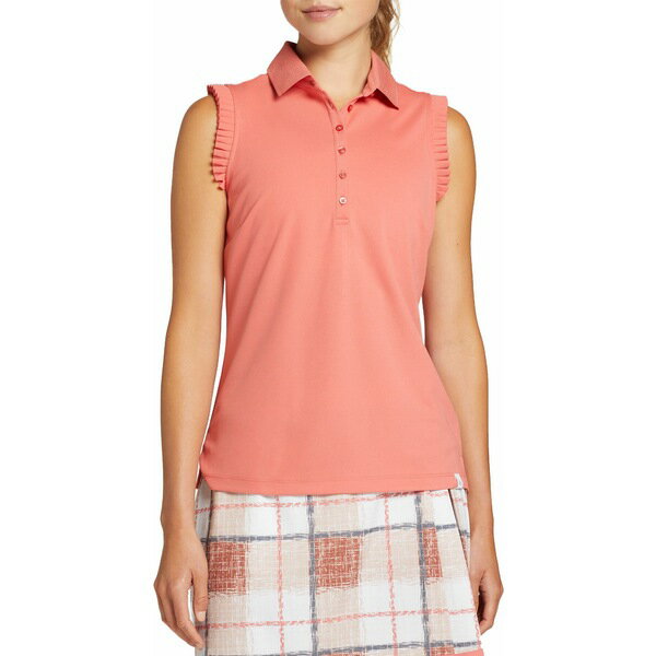 ウォルター・ヘーゲン レディース シャツ トップス Walter Hagen Women's Ruffle Sleeveless Golf Polo Orange Guava