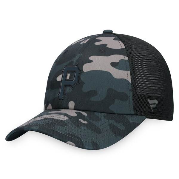 t@ieBNX Y Xq ANZT[ Pittsburgh Pirates Fanatics Camo Trucker Adjustable Hat Black