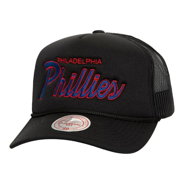 ミッチェル＆ネス ミッチェル&ネス メンズ 帽子 アクセサリー Philadelphia Phillies Mitchell & Ness Script Trucker Adjustable Hat Black